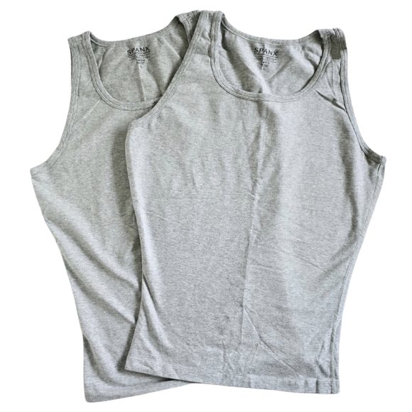 SPANX Set Of 2 Cotton Compression Tanks Size Large - Picture 1 of 3
